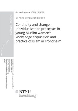 Individualization Processes in Young Muslim Women's Knowledge Acquisition and Practice of Islam in Trondheim