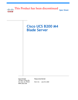 Cisco UCS B200 M4 Blade Server Spec Sheet