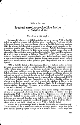 Pregled Narodnoosvobodilne Borbe V Šaleški Dolini