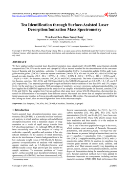 Tea Identification Through Surface-Assisted Laser Desorption/Ionization Mass Spectrometry