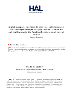 Method, Simulation and Applications to the Functional Exploration of Skeletal Muscle Jabrane Karkouri