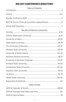 Big Sky Conference Directory