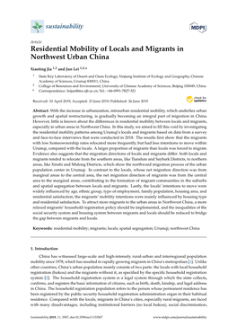 Residential Mobility of Locals and Migrants in Northwest Urban China
