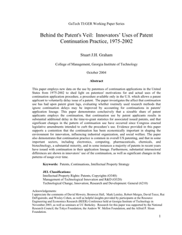 Innovators' Uses of Patent Continuation Practice, 1975-2002