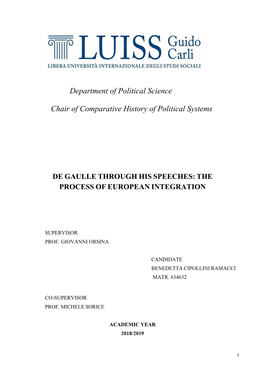 Department of Political Science Chair of Comparative History of Political