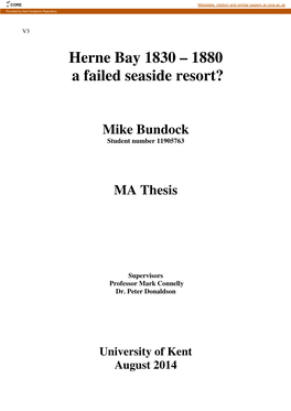 Herne Bay 1830 – 1880 a Failed Seaside Resort?