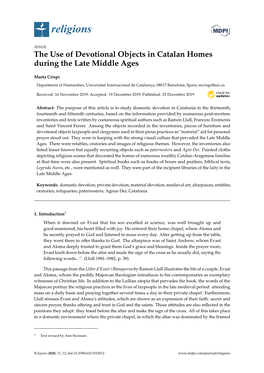 The Use of Devotional Objects in Catalan Homes During the Late Middle Ages