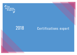 Certifications Export 2018