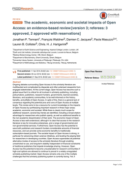 The Academic, Economic and Societal Impacts of Open Access