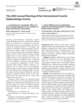 The 2020 Annual Meeting of the International Genetic Epidemiology Society