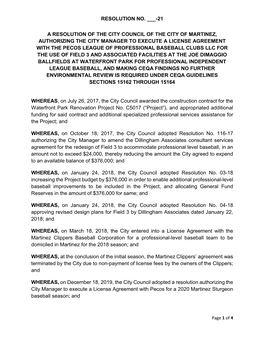 21 a Resolution of the City Council of the City Of