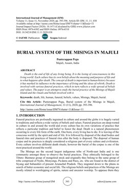 Burial System of the Misings in Majuli