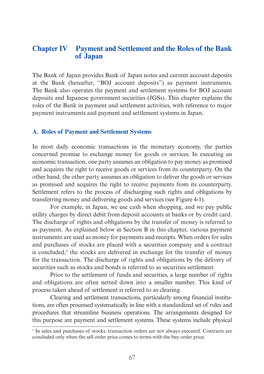 Chapter IV Payment and Settlement and the Roles of the Bank of Japan