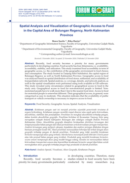 Spatial Analysis and Visualization of Geographic Access to Food in the Capital Area of Bulungan Regency, North Kalimantan Province