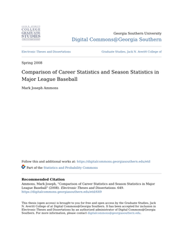 Comparison of Career Statistics and Season Statistics in Major League Baseball