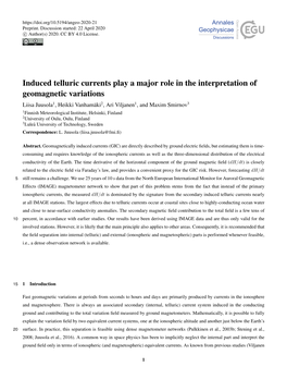 Induced Telluric Currents Play a Major Role in the Interpretation Of