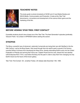 Star Trek- First Contact Study Guide