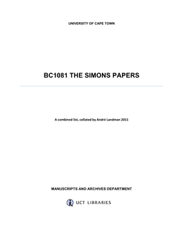 Bc1081 the Simons Papers