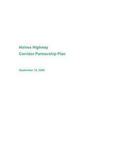 Haines Highway Corridor Partnership Plan