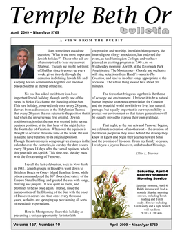 Temple Beth Or Bulletin – April