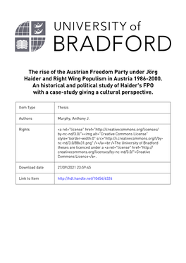 The Rise of Jörg Haider's FPÖ and Right Wing Populism in Austria, 1986
