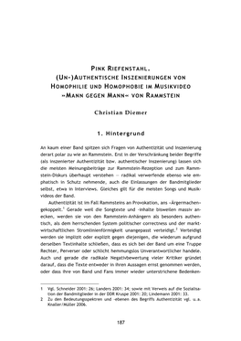 Popularmusikforschung39-12: Pink Riefenstahl : (Un-)Authentische Inszenierungen Von Homophilie Und Homophobie Im Musikvideo &Quo