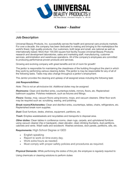 Cleaner - Janitor