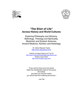 The Elixir of Life – Across History and World Cultures