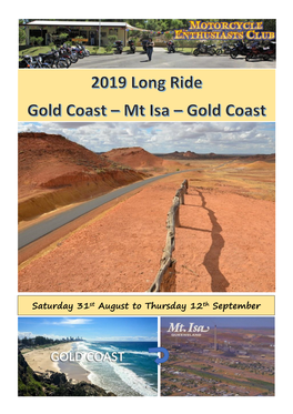 Saturday 31St August to Thursday 12Th September September 2019 Gold Coast to Mt Isa