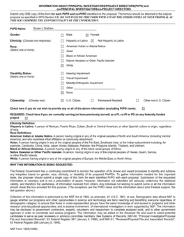 And Co-PRINCIPAL INVESTIGATORS/Co-PROJECT DIRECTORS Submit Only ONE Copy of This Form for Each PI/PD and Co-PI/PD Identified on the Proposal