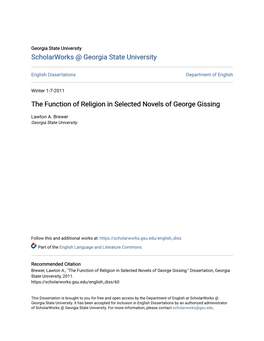 The Function of Religion in Selected Novels of George Gissing