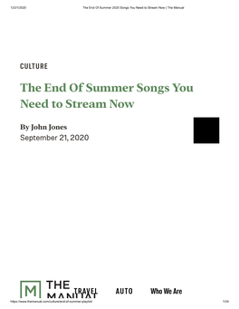 The End of Summer Songs You Need to Stream Now