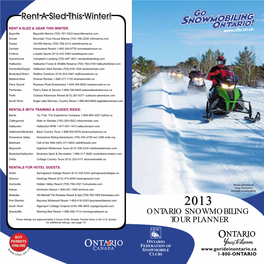 ONTARIO SNOWMOBILING TOUR PLANNER Rent a Sled This Winter!