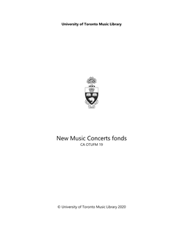 New Music Concerts Fonds CA OTUFM 19