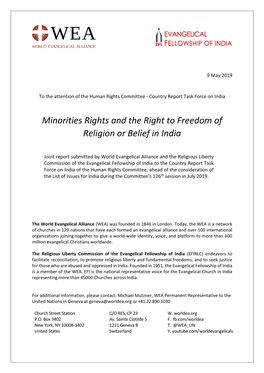 Minorities Rights and the Right to Freedom of Religion Or Belief in India