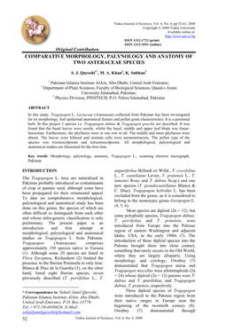 Comparative Morphology, Palynology and Anatomy of Two Asteraceae Species