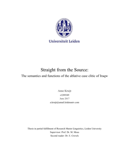 Straight from the Source: the Semantics and Functions of the Ablative Case Clitic of Iraqw