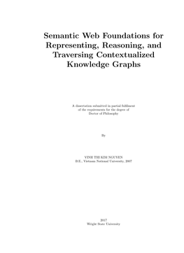 Semantic Web Foundations for Representing, Reasoning, and Traversing Contextualized Knowledge Graphs