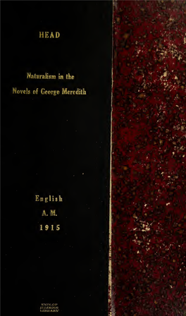 Naturalism in the Novels of George Meredith