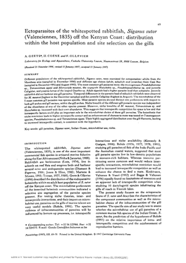 Ectoparasites of the Whitespotted Rabbitfish, Siganus Sutor