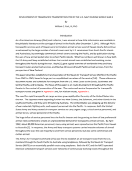 Development of Transpacific Transport Routes by the U.S