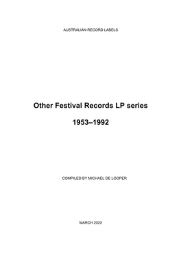 Other Festival LP Series