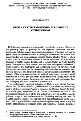 Angela Carter's Mannerism in Rudolf Its Curious Room