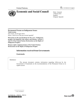 Economic and Social Council Distr.: General 3 March 2010 English Original: Spanish