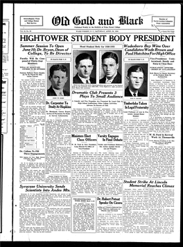 HIGHTOWER STUDENT BODY PRESIDENT ------+------+ Summer Session to Open L Head Student Body for 1930-1931 )!Wadesboro Boy Wins Over June !0; Dr