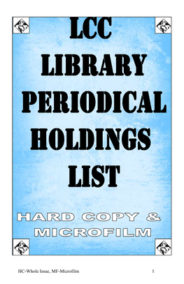 Periodical Holdings List