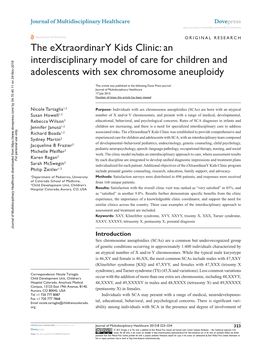 The Extraordinary Kids Clinic: an Interdisciplinary Model of Care for Children and Adolescents with Sex Chromosome Aneuploidy