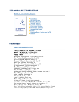 THE AMERICAN ASSOCIATION for THORACIC SURGERY 1989 -1990 President F