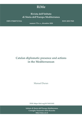 Catalan Diplomatic Presence and Actions in the Mediterranean