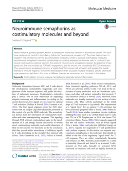 Neuroimmune Semaphorins As Costimulatory Molecules and Beyond Svetlana P